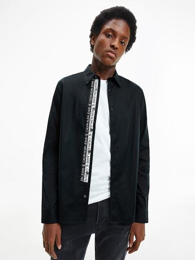 Calvin Klein Ruhák HU353172 | Calvin Klein Slim Organic Cotton Stretch Férfi Ing Fekete